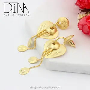 DTINA أزياء 18k مطلية بالذهب الفاخرة المصرية القلب على شكل مجوهرات الشرابة إسقاط أقراط - Product Image 1