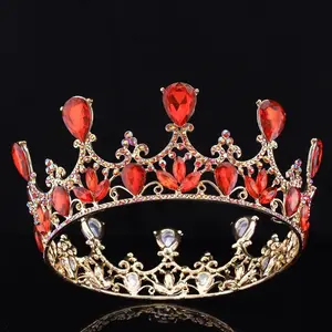 Mahkota Putri Tiara Aloi Kristal Merah Tiara Ab Warna-warni