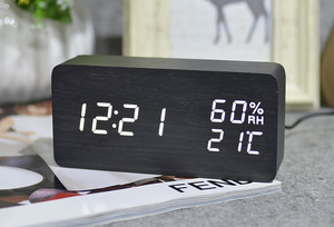 Bằng Gỗ PVC Đa Chức Năng Nhiệt Kế Báo Thức Kỹ Thuật Số Màu LCD Hiển Thị Đồng Hồ - Product Image 3