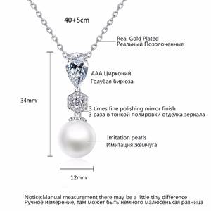 LUOTEEMI en forma de perla Zirconia cúbico boda colgante de collar para las mujeres novias con simulado blanco perla collar - Product Image 2