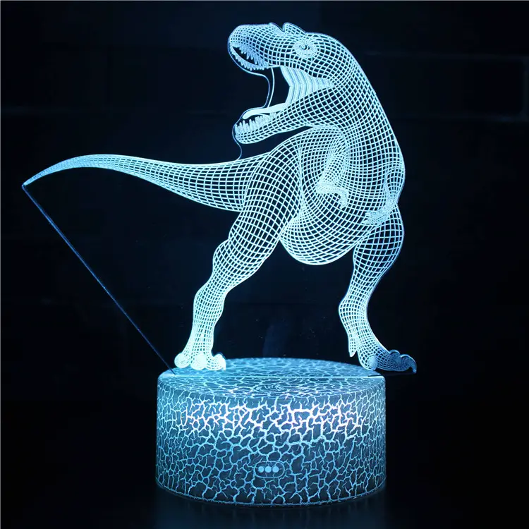 3D LED Hologram Illusion Touch Switch Night Light Changing Bedroom Lamp Dinosaur Shape Light