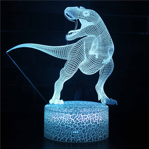 Lampada Notturna a Illusione Olografica 3D LED con Interruttore Touch, Luce Cambia Colore per Camera da Letto, Forma di Dinosauro - Product Image 1