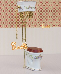Miniaturas Iland 1:12, Mini Baño para Casa <span class=keywords><strong>de</strong></span> <span class=keywords><strong>Muñecas</strong></span>, Inodoro <span class=keywords><strong>de</strong></span> Estilo Victoriano WA024, Inodoro <span class=keywords><strong>de</strong></span> Estilo Europeo - Product Image 1
