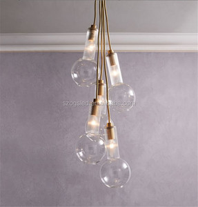 2017 Nuevo diseño de vidrio corrugado bola redonda araña, gris plata cubierta de cristal moderna lámpara colgante - Product Image 5