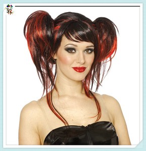 <span class=keywords><strong>Disfraz</strong></span> de diablo Do, pelucas sintéticas de colores rojo y negro para fiesta de <span class=keywords><strong>Halloween</strong></span>, HPC-1179 - Product Image 2