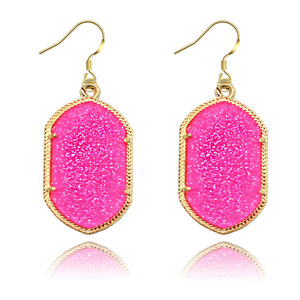 San Valentín brillante polígono geométrico pendientes de acrílico neón fluorescente amarillo acrílico gancho pendiente - Product Image 3