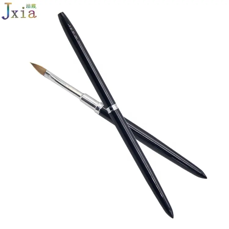 Jiexia Professional 8# Black Metal Handle 100% Pure Animal Kolinsky Hair Acrylic Nail Brush