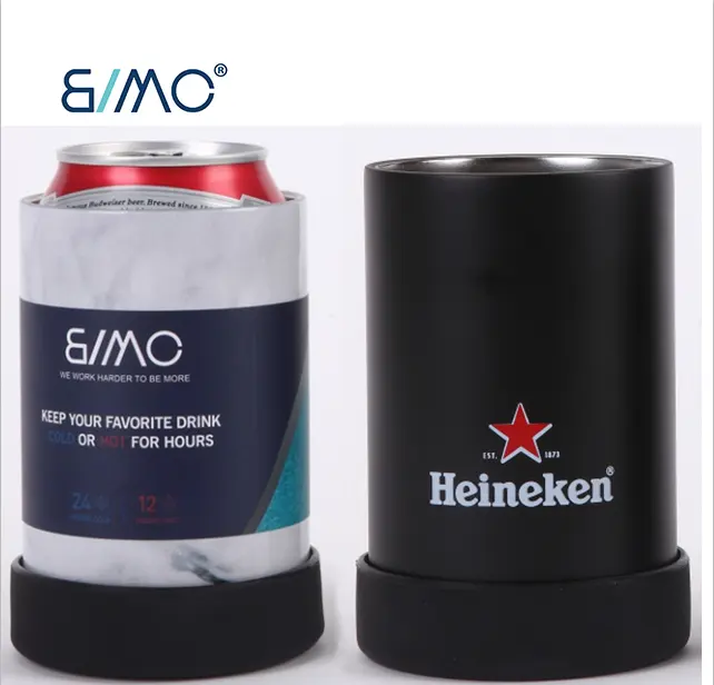 BIMO-12Oz garrafa térmica isolada à vácuo, suporte de refrigerante, parede dupla personalizada, latas de refrigerante