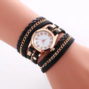 Hot WW029 Mode Damen Armbanduhr Luxus Metall Böhmen Stil Zahlen Frauen Kleid Wickel uhren