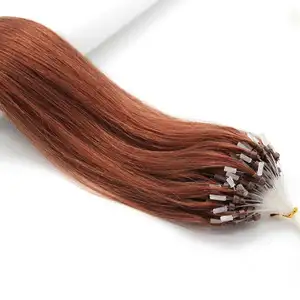 ¡Venta al por mayor! Extensiones de cabello humano Remy indio de doble dibujo con cuentas de bucle/Micro anillo, liso 33 Auburn 14-26 "100s 0,4g/0,5g/0,7g