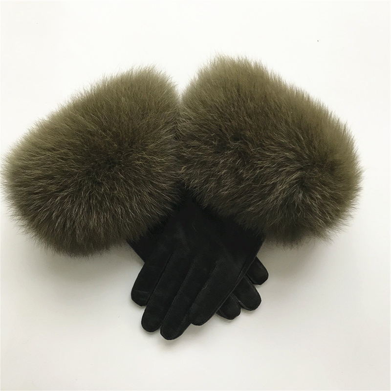 Новые Женские зимние кожаные перчатки из натуральной овечьей шкуры с подкладкой из лисьего меха