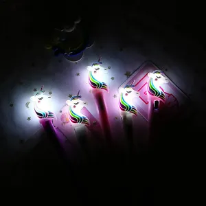 סיטונאי מכתבים עטים ילדים חמוד unicorn led אור עד כדור עט עבור תלמיד