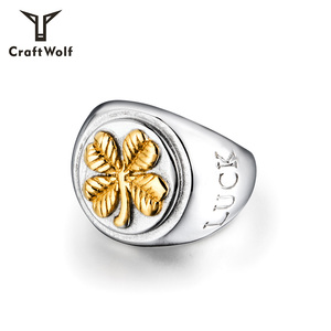 Nhẫn đôi may mắn hình cỏ bốn lá bằng thép không gỉ thời trang dành cho nam nữ, nhẫn thép titan hợp thời trang - Product Image 4