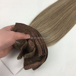 Extensiones de Cabello Humano Remy 100% Doble Extracción Castaño 200 Gramos 7 Piezas, Juego de 8 Piezas con Clip Gris Rubio 300g 1 Set - Product Image 3
