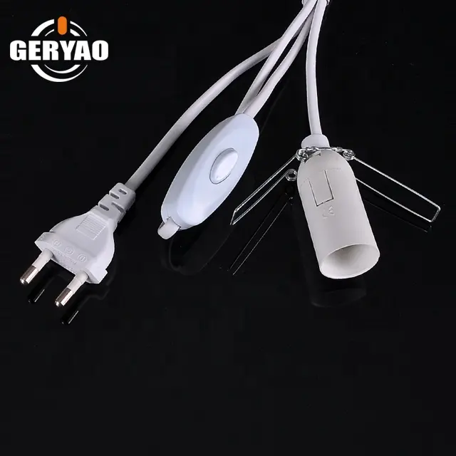 European standard himalayan salt lamp light cord set including EU plug flat wire switch metal bracket clip E14 bulb socket