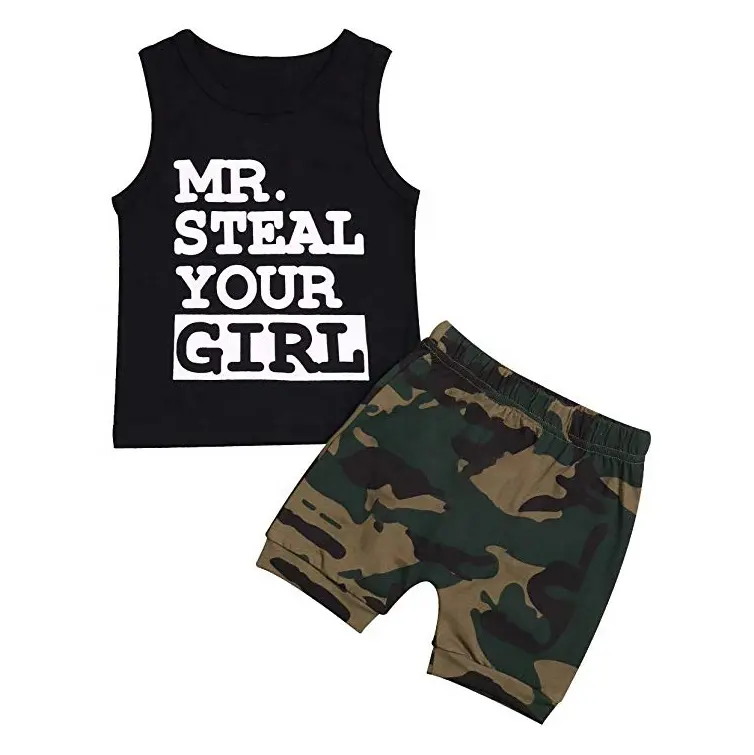 幼児の赤ちゃん幼児の男の子の服Mr Steal Your Girl Vest Camouflage Shorts Summer Outfit Kids Clothing Children's