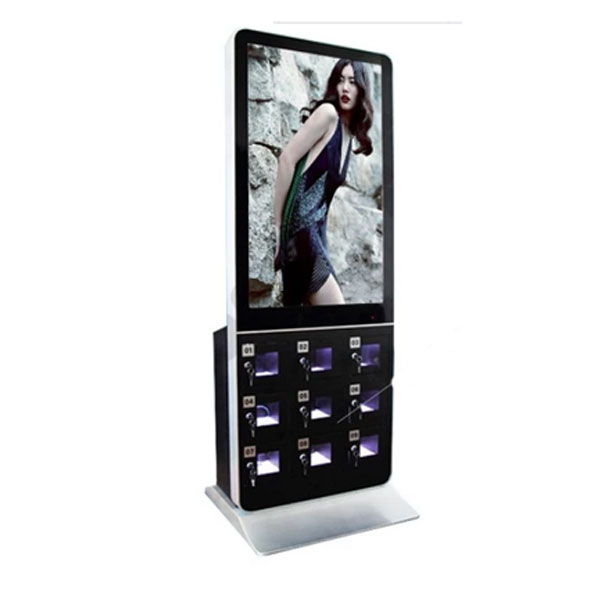43 дюймов Android рекламы LCD киоск соединение со смартфоном для зарядки шкафчики и замок с паролем