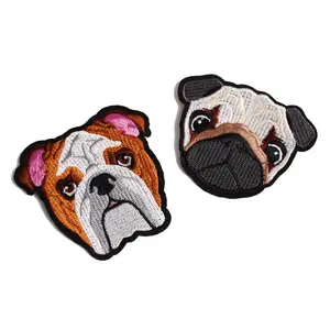 Wholesale cute bulldog shape embroidery patches