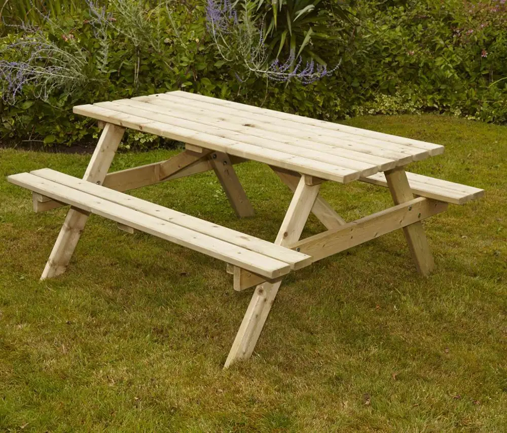 Tuin Picknick Tafel en Bank Outdoor Houten Tafel Moderne Tuin Decoratie Draagbare Meubels Camping Picknick Tafel Set