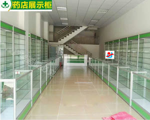 Porta chiudibile a chiave verde legno farmacia Display in vetro da banco in metallo con vano portaoggetti per vetrine - Product Image 4