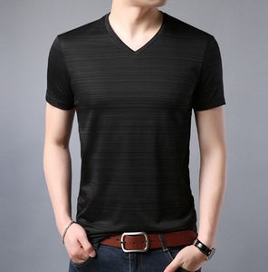 T-Shirt da <span class=keywords><strong>uomo</strong></span> con scollo a V <span class=keywords><strong>mezza</strong></span> <span class=keywords><strong>manica</strong></span> Slub t-Shirt in <span class=keywords><strong>cotone</strong></span> con maglietta bianca - Product Image 5