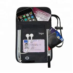 Dompet Penyimpan Paspor, Kantung Leher Stash Dompet Ponsel Tahan Air dengan Pemblokir RFID untuk Perjalanan