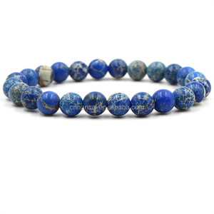 Phong Cách Mùa Hè Mới Ngọc Lam Đá Mã Não Tự Nhiên Hạt Vòng Tay Phụ Nữ Đàn Ông Hồng Xanh Trắng Vàng Đỏ Đính Cườm Vòng Tay Căng - Product Image 2