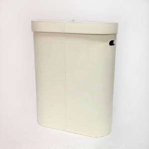 Oval Shape MDF Lid Stainless Steel Laundry <b>Hamper</b> <b>Basket</b> - Product Image 4
