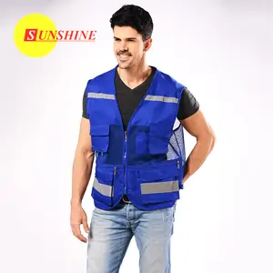 Tela con Logotipo Serigrafiado para Chalecos de Seguridad, Chaqueta de Seguridad Azul, <span class=keywords><strong>Comprar</strong></span> <span class=keywords><strong>Chaleco</strong></span> Reflectante - Product Image 1