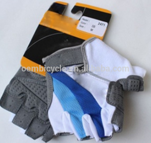 Azul y blanco guantes de ciclismo en <span class=keywords><strong>bicicleta</strong></span> medio dedo guantes de montar - Product Image 1