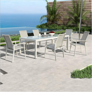 Gran oferta de Cerdeña, venta al por mayor, Patio moderno, blanco, Hotel, restaurante, comedor, silla apilable, mesa de jardín y silla, muebles de exterior - Product Image 1