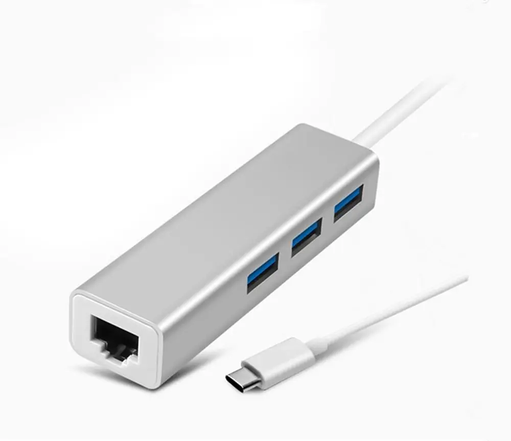 Produk Baru USB Ke Ethernet, USB-C Ke Gigabit Ethernet LAN RJ45 Adaptor Jaringan USB HUB 4 In 1