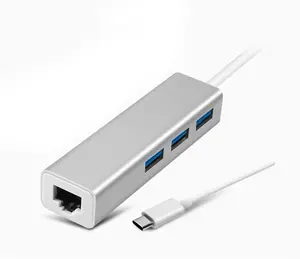 新产品 USB C 到以太网适配器, USB-C 到千兆以太网 LAN RJ45 网络适配器 usb 集线器 4 合 1