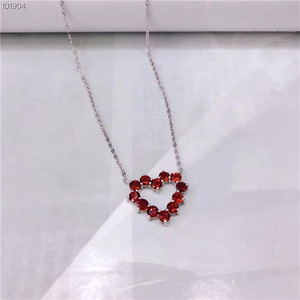 Delicado corazón encantador joyería de piedras preciosas 925 plata esterlina 4mm granate <span class=keywords><strong>rojo</strong></span> Natural COLLAR <span class=keywords><strong>COLGANTE</strong></span> para mujer - Product Image 4