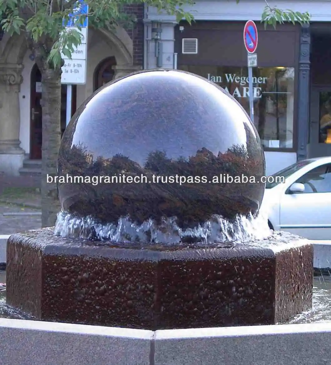 Trang Trí Sân Vườn Đá Tự Nhiên Granite Sphere Bóng Nước Đài Phun Nước Xoay Đá Granite Bóng