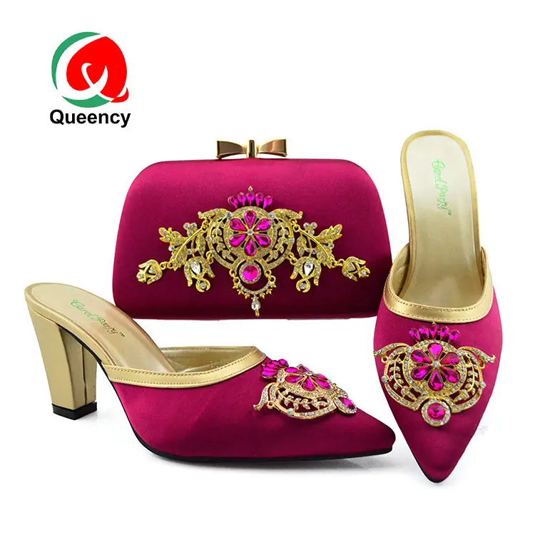 Queency African Shoes And Clutch Bag Set Evening Women for Nigeria Party