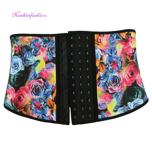 NANBIN kalite kısa korse renkli çiçekler Shapewear alt karın kontrolü ile kısa geri çelik kemik bel Cincher eğitmen - Product Image 6