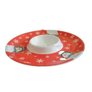 2023 Cheap Custom Printing melamine plastic chip and dip plates dishes plastic chip and dip trays divided plates dishes