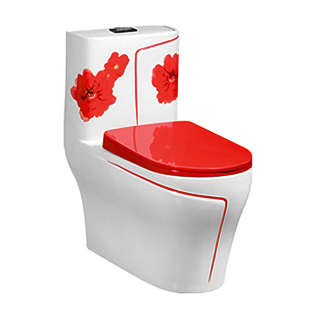 9223Rワンピーストイレの優れた品質のセラミック赤い花のデザイン美しいクローゼットデザイン