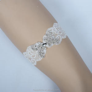Lowosaiwor Meilleures ventes Jarretière de mariée sexy pour femme avec applique en cristal et <span class=keywords><strong>strass</strong></span>, en soie extensible - Product Image 4