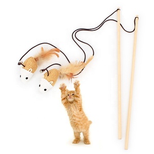 Chất lượng cao bằng gỗ trêu ghẹo gậy gỗ Rod mèo đồ chơi - Product Image 2