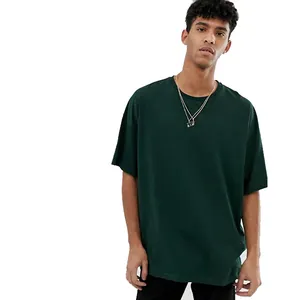 Fabrika toptan sıradan kısa kollu erkekler yeşil ucuz büyük boy t-shirt