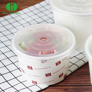 Fabricação personalizada impressa logotipo embalagem de salada de papel sopa tigela com tampa para tirar
