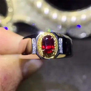 SGARIT gemstone jewelry factory wholesale luxury 18k gold South Africa real diamond natural pigeon blood red ruby ring for men