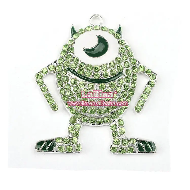 Mix Designs hot sale Green Monster Inc. Mike Rhinestone Pendant Chunky Necklace