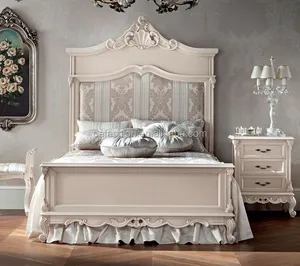 Muebles de dormitorio para niños de estilo francés clásico, cama individual de madera de lujo para niños