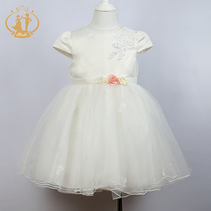 Agile Più Nuovo Disegno Elegante Che Borda il Fiore di Raso Manica Corta Vestiti Dalla Ragazza Del Bambino di 1-4 Anni - Product Image 2