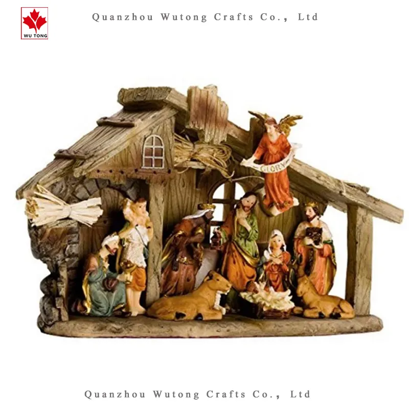 Fait à la main décoration d'intérieur De Noël Crèche nativité Jésus résine statue religieuse
