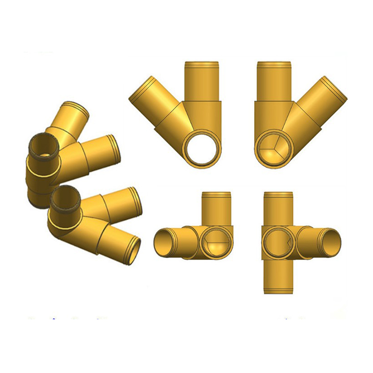 OEM plastics 2/3/4 way tube connector injection mold design and plastic mold mkaer of Pvc tee pipe/ conduit fitting