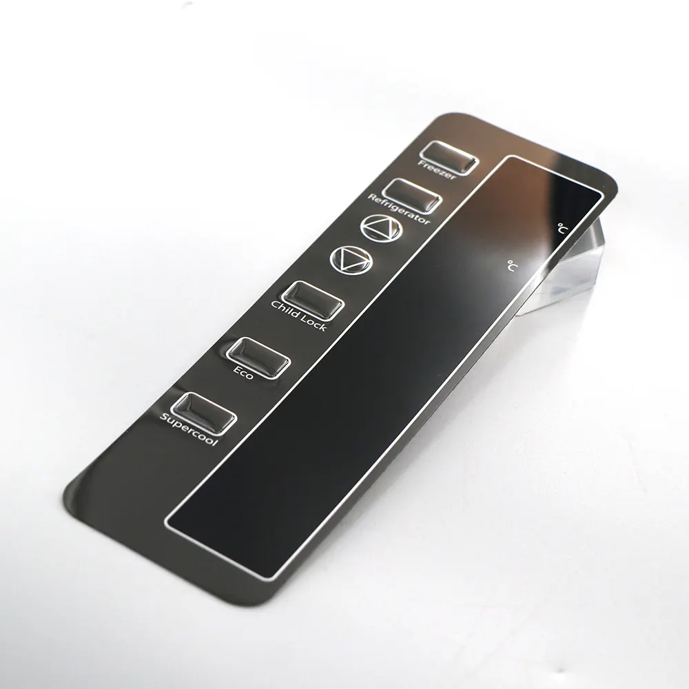 Custom membrane switch polycarbonate panel with translucent LCD screen
